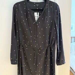 Drawstring Black Star-Patterned Dress